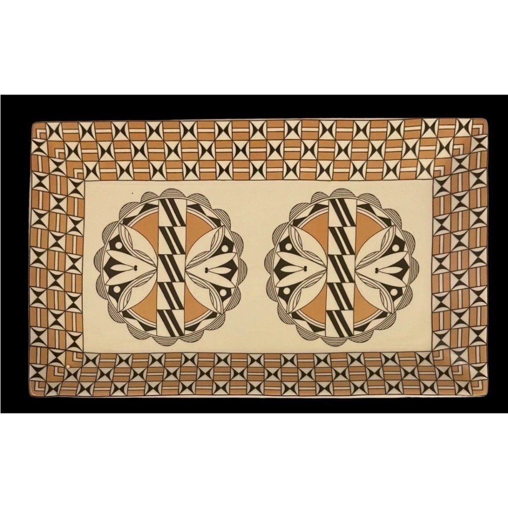 VINTAGE BRENDA CHARLIE NATIVE AMERICAN COLLECTABLE ACOMA PUEBLO PLATTER NIB
